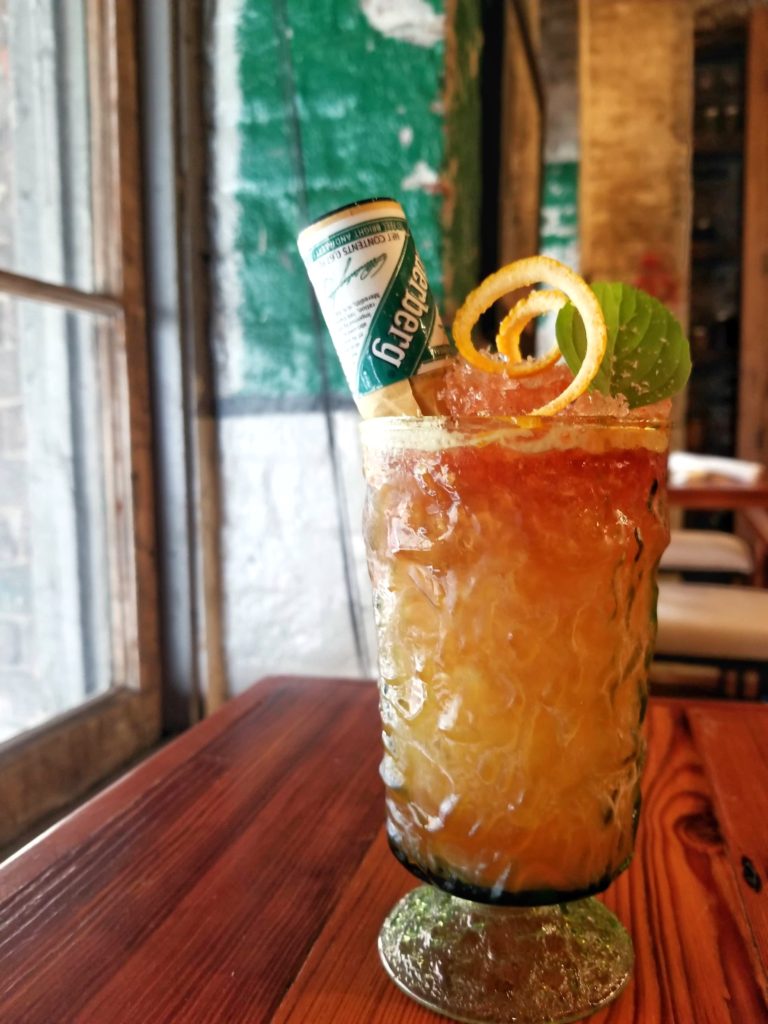Tall glass of the Underberg cocktail