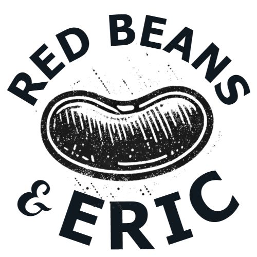 Round Red Beans and Eric logo with a bean in the center.